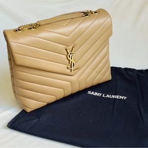 ‼️SOLD‼️ SAINT LAURENT LOULOU MEDIUM CHAIN BAG IN QUILTED "Y" LEATHER DARK BEIGE